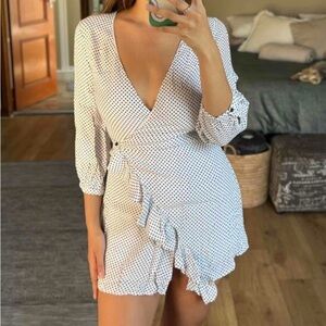 Zara Polka Dot Mini Wrap Romper Dress TRF Collection Black White Size Small